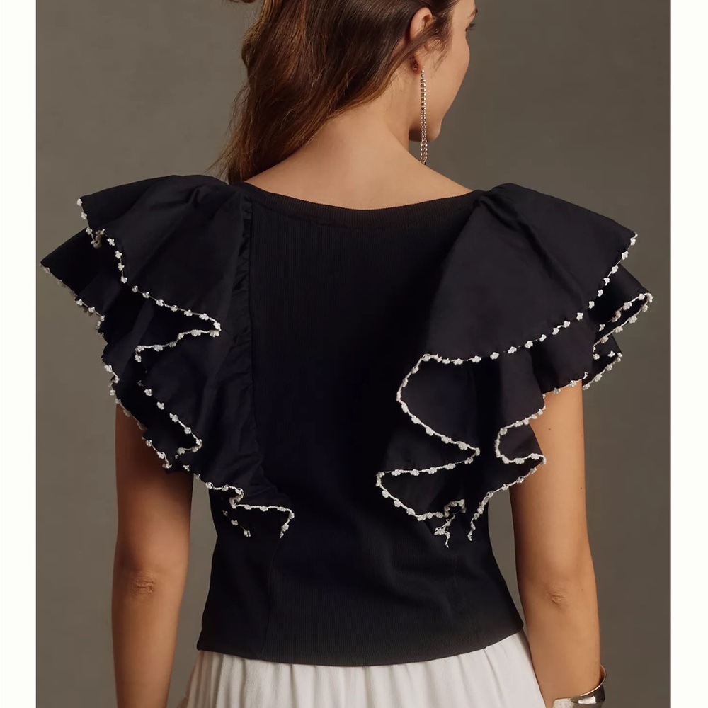 Anthropologie Feminine Ruffled Oversized Top - Picture 3 of 14